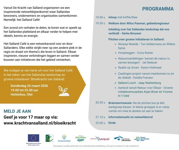 Uitnodiging Salland Caf&eacute;, zie info in lopende tekst.